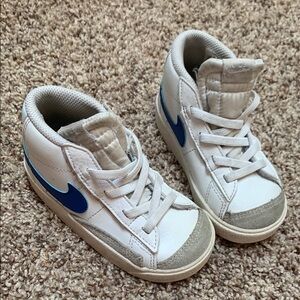 Nike White and Blue High-Top Sneakers